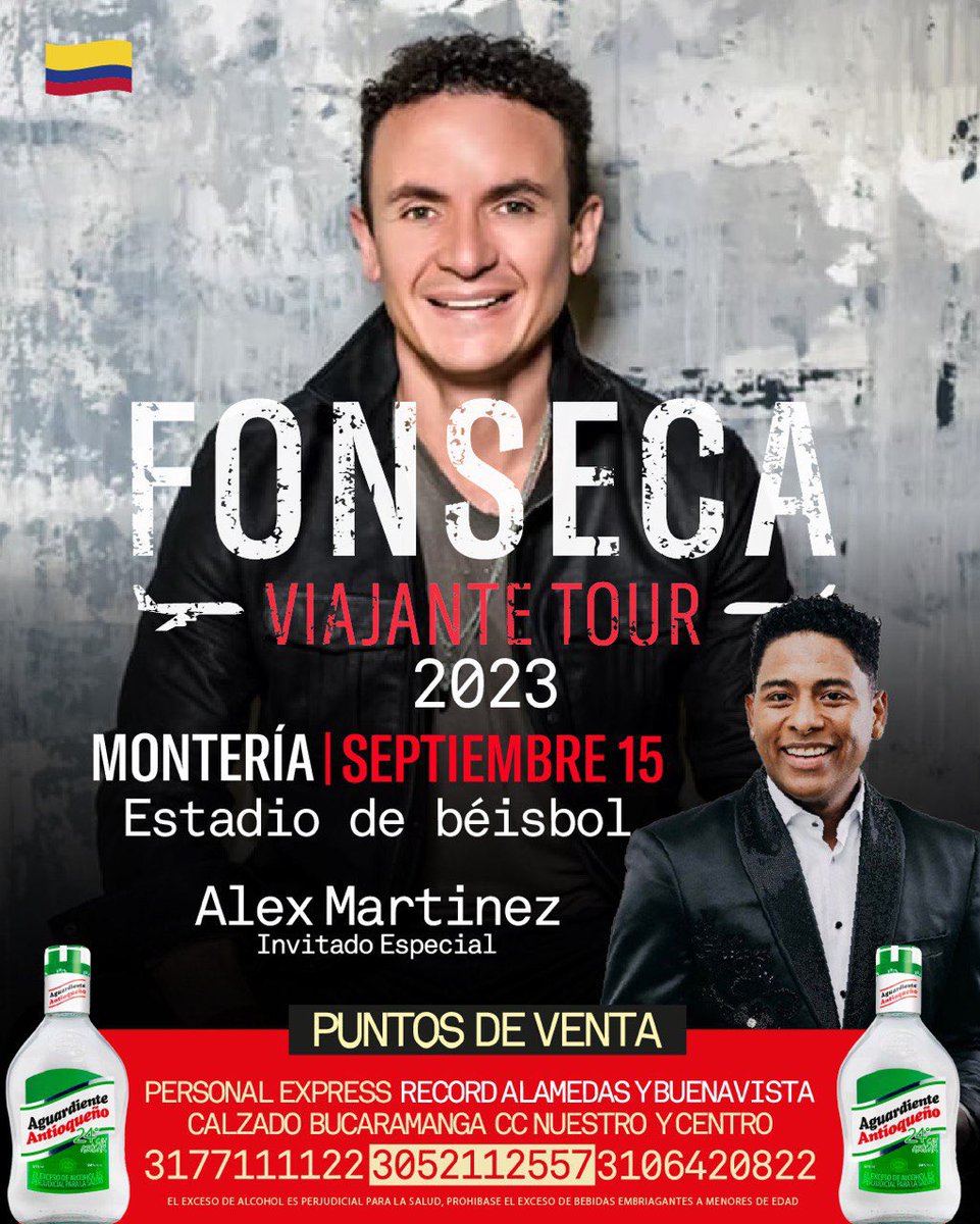 AssitaFeris's tweet photo. @Fonseca en concierto en Montería con su “Viajante tour" el 15 de septiembre en el Estadio de Béisbol y junto con él @alexmusicaofi, en la que será la mejor celebración de amor y amistad 💕💕💕!!! Info y ventas: 📲 317 7111122, 305 2112557, 310 6420822 https://t.co/ZGlX8Ajouw