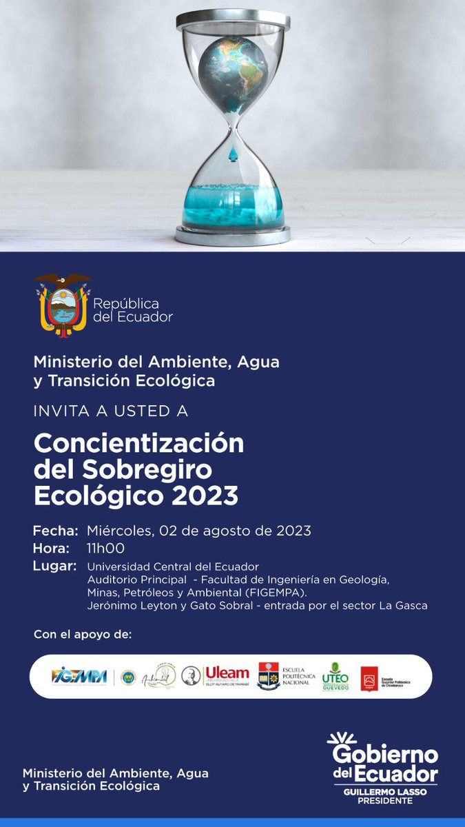 EspochRio's tweet photo. La #Espoch invita al evento de Concientización del sobregiro ecológico 2023.

Fecha: miércoles 2 de agosto.
Hora:11:00

#HacemosHistoria https://t.co/tS0zeZD9hS