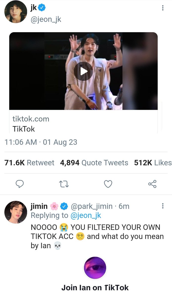 jjk1ftsuga's tweet photo. a yoonkook au where jk accidentally shared a video, that makes everyone to found his account and surprisingly, he has a lot of liked videos of the rapper he supposedly "doesn't like" https://t.co/uUnyLlen2D
