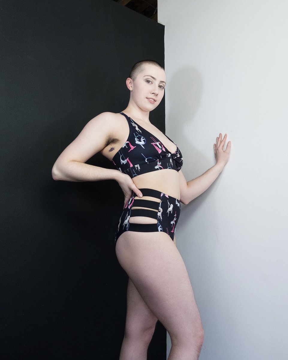 pushandpole's tweet photo. Your most un-basic black set 🖤 for those who wanna rep an adorable gothic vibe
.
Kelly is wearing our Twisted Plunge Bra and High Waisted Strappy side shorts in the Circus Sloths print
.
 #pushandpole #polewear #polewearbrand #polefashion #poleoutfit #poledancer #poledancersofig https://t.co/HMKZDJ4m0b
