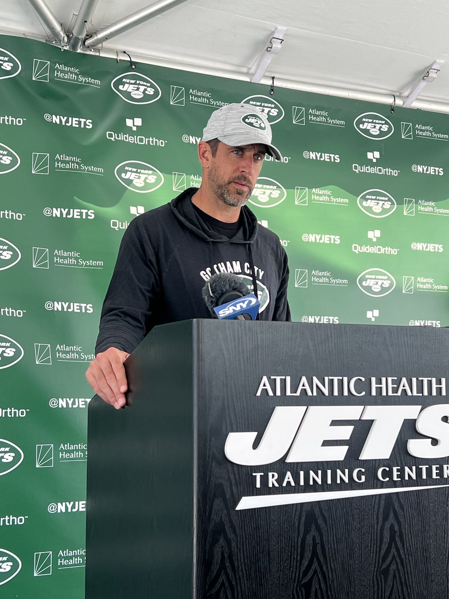 Connor_J_Hughes's tweet photo. Some thoughts on the #Jets final training camp practice before Thursday's Hall of Fame game against the #Browns ... 

- QB Aaron Rodgers spoke for the first time since signing his reworked contract — you know, the one where he gave back $35 million. He said it wasn't really a negotiation or anything like that. He basically went to management and told them this was what he wanted to do. There's  two aspects of the salary cap: There's the actual cap, then liquid cash. The cap can be played with, but the cash is what's on hand (or what must come out of Woody Johnson's pocket). Rodgers felt doing this would afford the Jets more "opportunities" to add players  now, at the trade deadline, and in the future. Essentially, he took less so the Jets have the cash on hand to bring more players aboard. 

- There will be a future, too. Rodgers really is putting on a masterclass on how to endear yourself to a fan base. He said on Tuesday "this is going to be a few year partnership." Basically he's in 100 percent for two years, but he's not ruling out playing longer. It will come down to two things: As long as his body holds up, and if the Jets want him (I have a feeling they will). 

- It was another so-so day for the offense on Tuesday, as far as on-field things are concerned. Rodgers went 6 of 12 with two touchdowns. Both came in the red zone. The second was a really impressive catch by Jeremy Ruckert in tight coverage that ended practice. The defense stood on its head on the possession prior, forcing a turnover on downs. The final two plays were pass breakups by Sauce Gardner (on Corey Davis) and Michael Carter (on Mecole Hardman). 

- Gardner made a really impressive play in run defense on an outside run by Michael Carter (granted it came without pads). Becoming a complete corner was a priority of his this summer. 

- The Jets play the Browns on Thursday. Rodgers (obviously) will not be on the field, but QB Zach Wilson will. He's had some good moments in camp. Robert Saleh said he wants Wilson to play without "expectations." The exact amount Wilson will play isn't known yet, Saleh added. Rodgers said he's seen a "maturity" from Wilson this year. He's stressing to him the need to "inhale and exhale." This was and is a good "reset" for him. 

- Mekhi Becton will start against the Browns. It will be his first game action in almost two years. Remember: Becton originally injured his knee in the opener against the Panthers Wilson's rookie year. The plan is for Becton to play 20-25 snaps. Becton spoke on Tuesday and said he feels "confident" and "comfortable." He's down to 350 pounds. He tipped the scale at almost 400 at different points last year. 

- Becton has worked exclusively at left tackle in camp, but he said he's open to the right side. He just wants to be on the field starting. If not starting, Becton said he hasn't thought about asking for a trade: "We'll see what happens." 

- Becton has said all the right things. He looks great, too. I still think he's on a different team come Week 1, though. It's clear the Jets two starting tackles will be Duane Brown and either Billy Turner or Max Mitchell. If it's Turner, then Mitchell will be the swing. If it's Mitchell, then Turner will be. The Jets also drafted Carter Warren, who's not getting cut. So are they going to keep Becton as the backup swing tackle? I doubt it. A fresh start for both might be in order. 

- Speaking of fresh starts: The Lions are running Denzel Mims with the first team. I'm curious how he will look in their offense. 

- There was another big fight in training camp. Laken Tomlinson and Tanzel Smart to start. As things separated, Tomlinson then went back after Jermaine Johnson and took a few swings at the back of his head. The latter is what frustrated  Saleh. It's one thing to fight, but then you need to move on. 

- Wideout Jason Brownlee made the catch of camp. It's hard to imagine it gets beat. He went up high for an Odell Beckham-like, 1-hander while getting interfered with, then came crashing to the ground. He was a little shaken up on the play, but Saleh wasn't overly concerned. He called it some tingling in his fingers. It's a shame if this keeps Brownlee out one Thursday. He's made plays each and every practice. 

- Stay tuned to @SNYtv, @snyjets for more #NYJ coverage