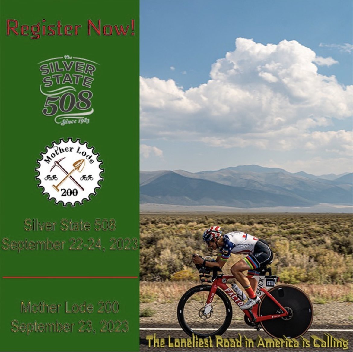 THE LONELIEST ROAD IN AMERICA...
Time to register for the 508 or the NEW Mother Lode 200 in Reno, Nevada - September 23.

Registration is closing soon so don't delay!
the508.net/registration-1
.
#ultraracing #ultracycling #nostages #ultraAF #lonliestroadinamerica