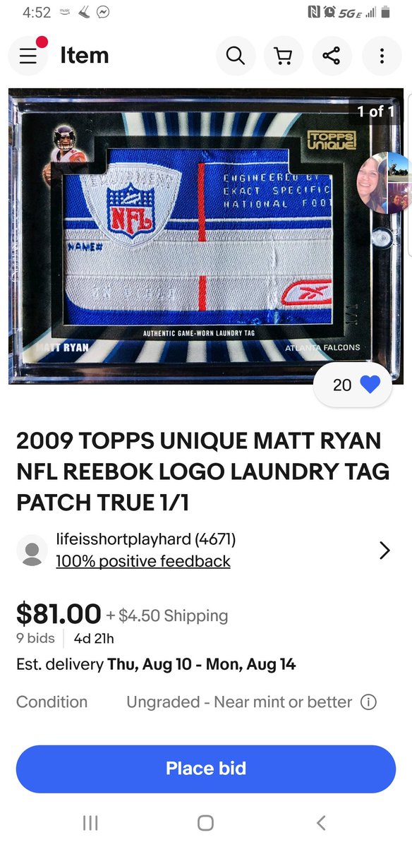 estaciocollect's tweet photo. 2 listings, same card different "game worn" patches different sellers. Somethings fishy https://t.co/uuibF2H84K