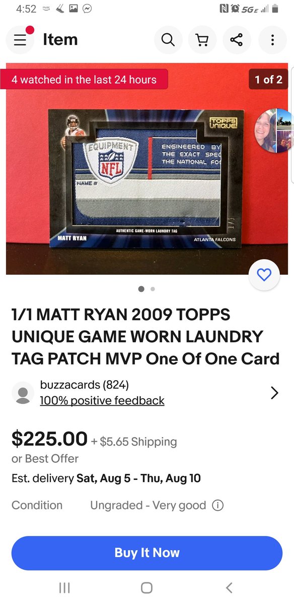estaciocollect's tweet photo. 2 listings, same card different "game worn" patches different sellers. Somethings fishy https://t.co/uuibF2H84K