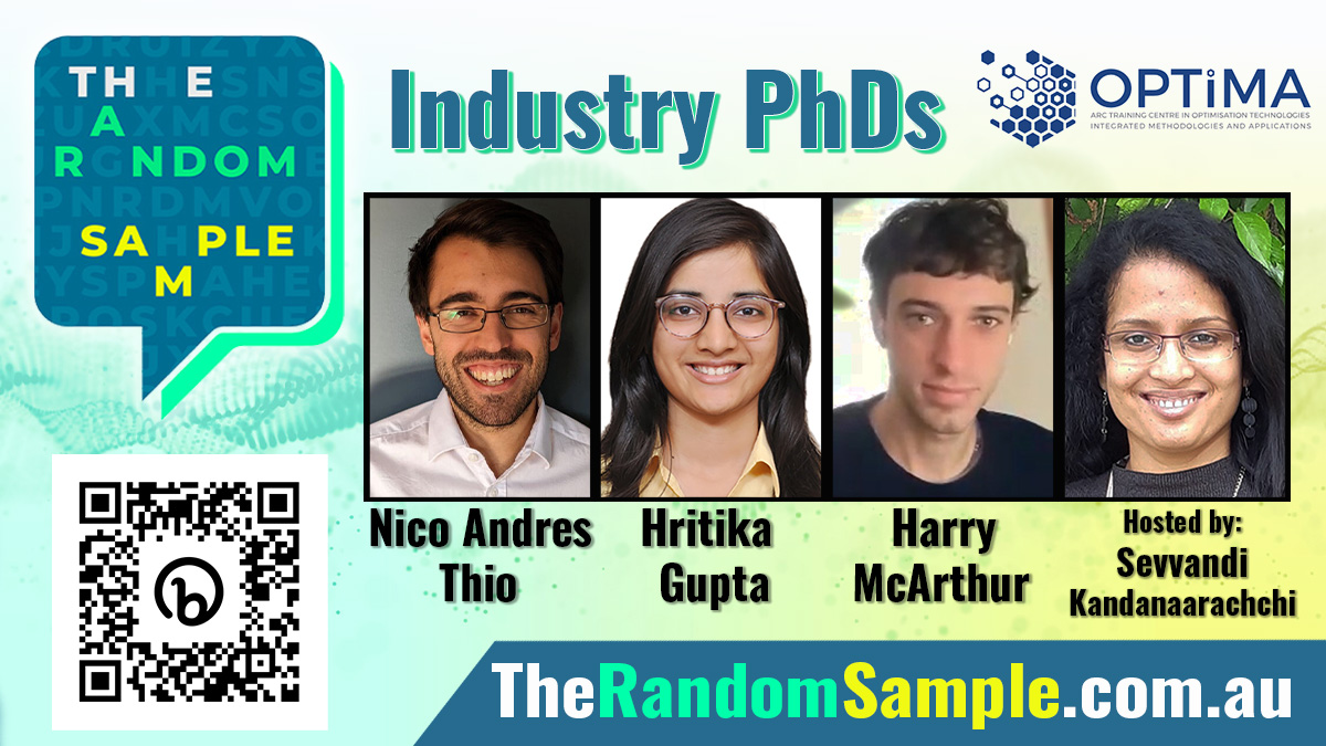 OPTIMA (@optima_arc) on Twitter photo Interesting research often starts with questions faced by industry. The latest episode of <a href="/RandomSamplePOD/">The Random Sample 🎧</a> talks with OPTIMA Industry #PhD candidates, Harry, Hritika, and Nico.
<a href="/OPTIMA_ARC/">OPTIMA</a> & <a href="/SciMelb/">Science at Melbourne</a>
Hosted by OPTIMA AI <a href="/Sevvandik/">Sevvandi K.</a>
therandomsample.com.au/podcast/indust… Interesting research often starts with questions faced by industry. The latest episode of <a href="/RandomSamplePOD/">The Random Sample 🎧</a> talks with OPTIMA Industry #PhD candidates, Harry, Hritika, and Nico.
<a href="/OPTIMA_ARC/">OPTIMA</a> & <a href="/SciMelb/">Science at Melbourne</a>
Hosted by OPTIMA AI <a href="/Sevvandik/">Sevvandi K.</a>
therandomsample.com.au/podcast/indust…