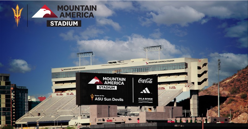 TheSunDevils's tweet photo. ASU and Sun Devil Athletics, in partnership with @MountainAmerica &amp; @oakviewgroup, are excited to announce the naming of Mountain America Stadium, Home of the Sun Devils.

We enthusiastically thank and welcome MACU and look forward to many memories to come.