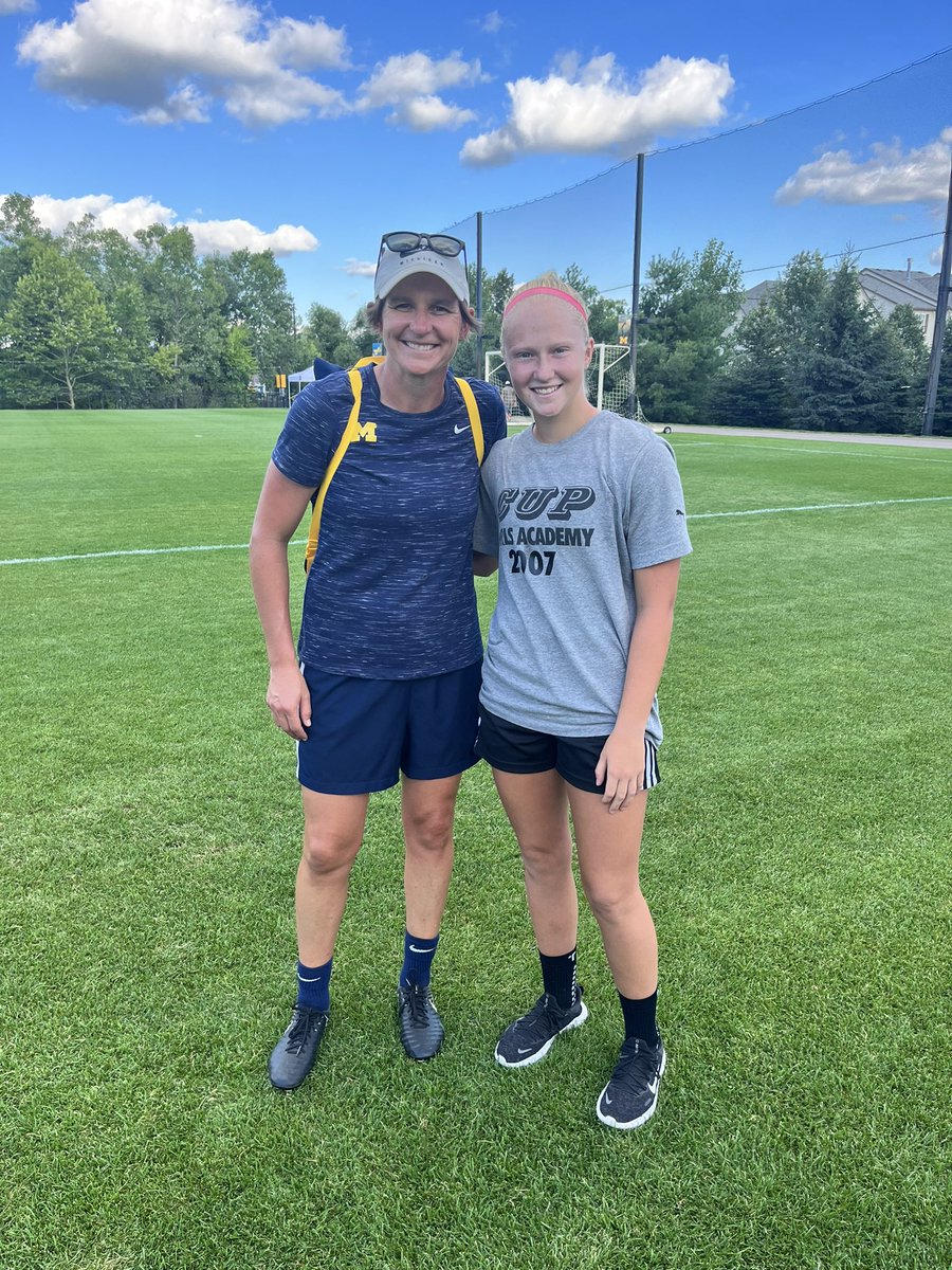 Thank you <a href="/JennKlein3/">Jennifer Klein</a> &amp; <a href="/sammyboateng23/">Sammy Boateng</a> and the rest of the coaching staff and <a href="/umichwsoccer/">Michigan Women’s Soccer</a> team for a great camp. Beautiful campus and athletic facilities! Hope to catch a game this fall! 
<a href="/CUPGirlsGA/">CUP Girls Academy</a> 
<a href="/ImYouthSoccer/">ECNL/GA/Recruiting/College Soccer</a> 
<a href="/TheSoccerWire/">SoccerWire</a>