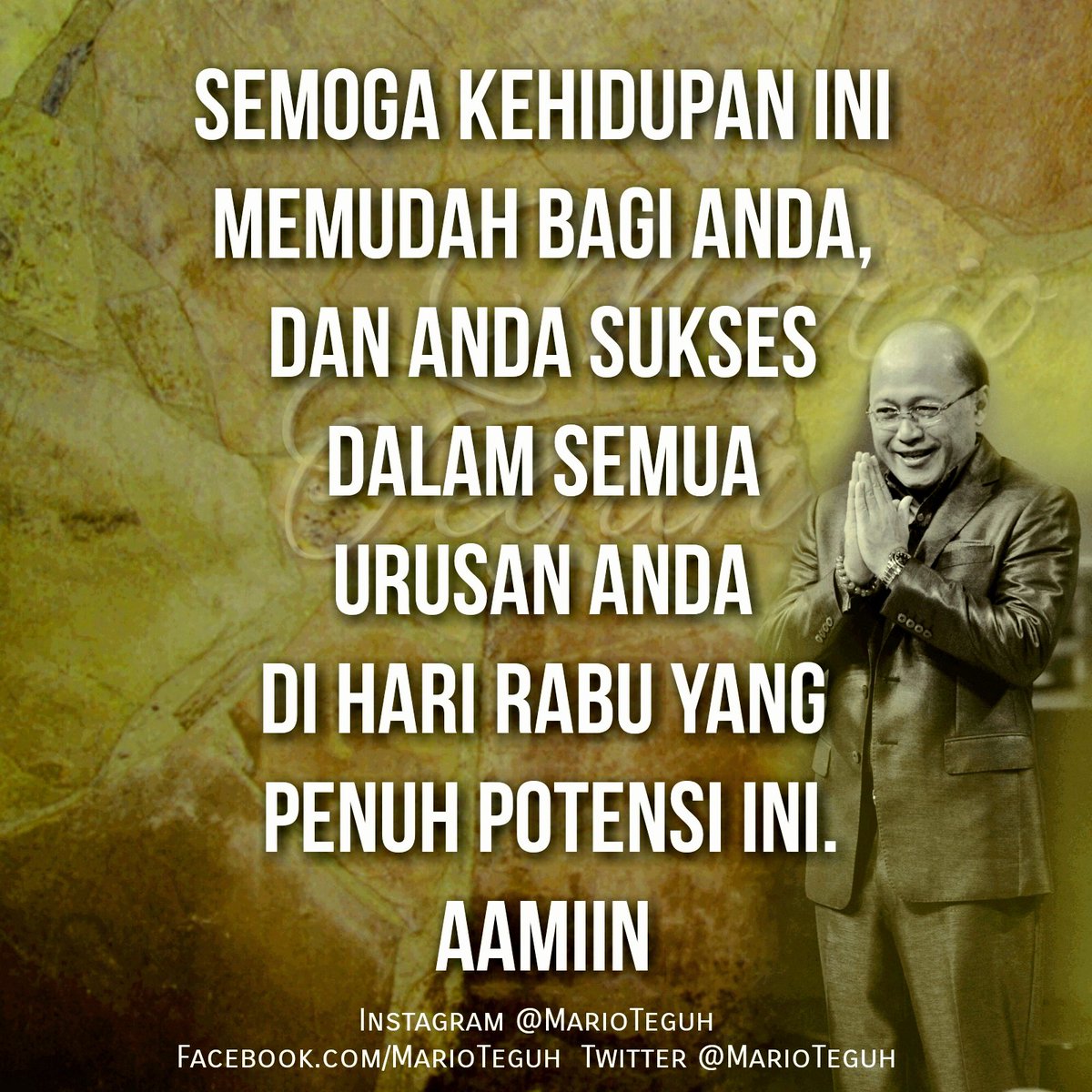 marioteguh's tweet photo. Aamiin ... 🙏💝🙏
#doa #ravu #doapagi #motivator #motivatorindonesia #motivasi #inspirasi #MTGW #inspirasihidup #MarioTeguh #stayhealty #rezeki #MarioTeguhTV
#keluarga #Aamiin https://t.co/J1xmCvhY3u