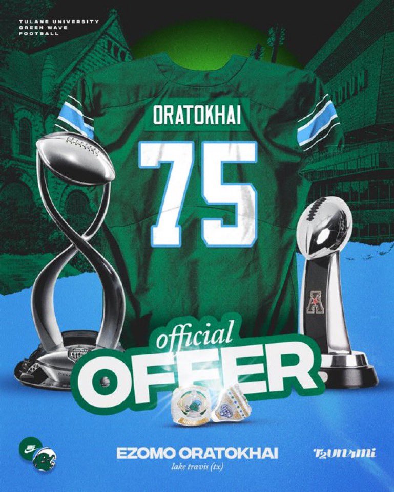 EOratokhai's tweet photo. Truly Blessed 💚 #greenwave @CoachWEFritz @coachdroushar https://t.co/QEL2AiLRyC