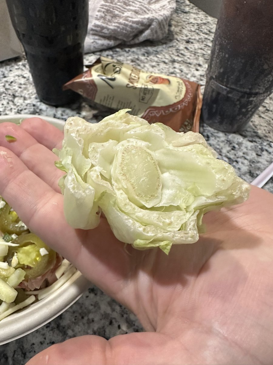 maleah2's tweet photo. @FirehouseSubs this is the second time I have gotten the whole lettuce core in my salad. Does anyone actually eat that part?? So disgusting. https://t.co/BKFCQVCDQX