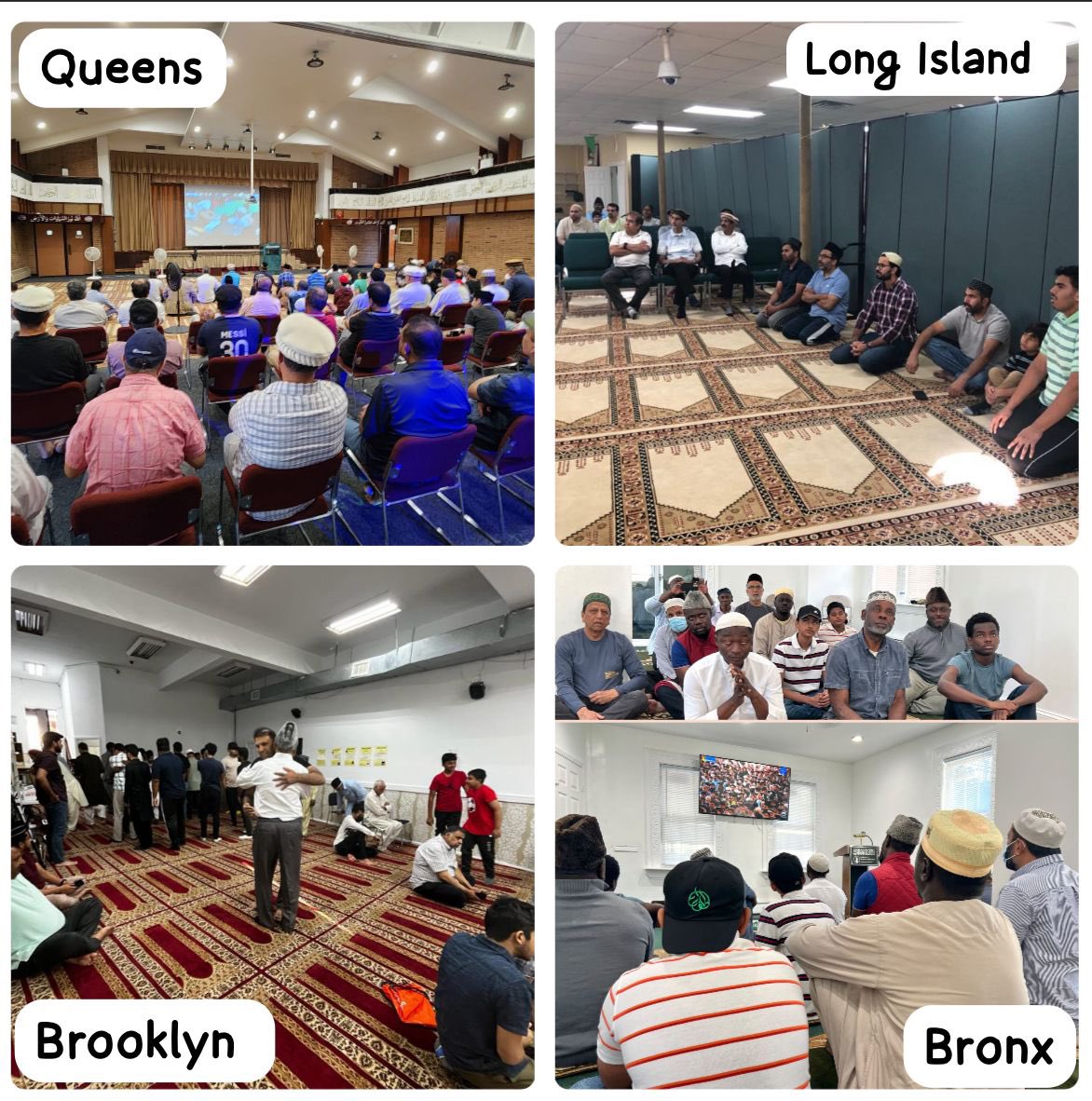 MKANYMetro's tweet photo. Alhamdulillah, all 4 chapters of NY Metro region congregated at their respective Masjids 🕌 to watch the International Bai’at ☝🏿 @JalsaConnect @NewsMTA @muslimtv https://t.co/m1INIE3FlA