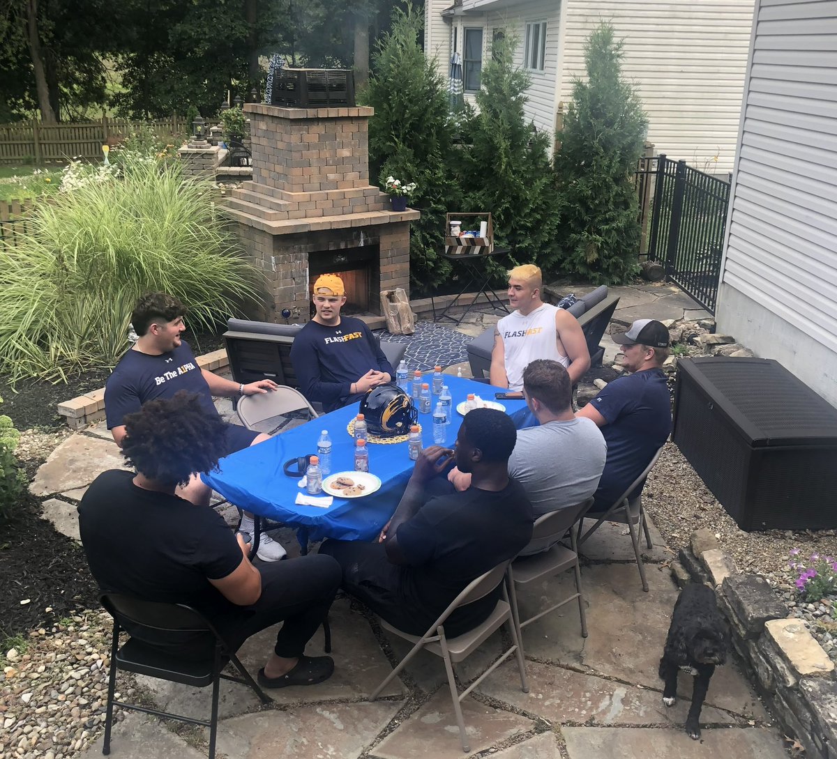 ‘‘Twas the night before Fall Camp… Great time having the O-Line over for some food and fellowship (and s’mores) before we crank it up tomorrow… #KentGrit #FIST