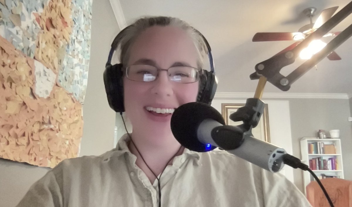ThatShakespeare's tweet photo. It's morning for @OntheTudorTrail and heading into the evening for me. You can't tell my hair is a mess, can you? I've saved my most cheerful face just for Natalie, but you better believe I'm wearing comfy socks! More episodes coming soon! #ThatShakespeareLife #AmRecording https://t.co/VQPF8ZM4tc