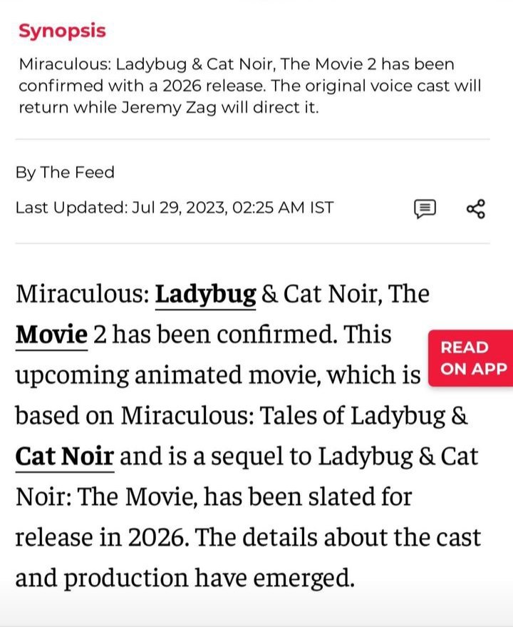 Adrienette145's tweet photo. It was confirmés that the second movie will be released in 2026
#MiraculousAwakening2
#MiraculousLadybugSeason5
#MiraculousLadybug
#MLBMovieSpoilers #MLBS5Spoilers #Adrienette #Ladynoir https://t.co/dGNisYTh2s
