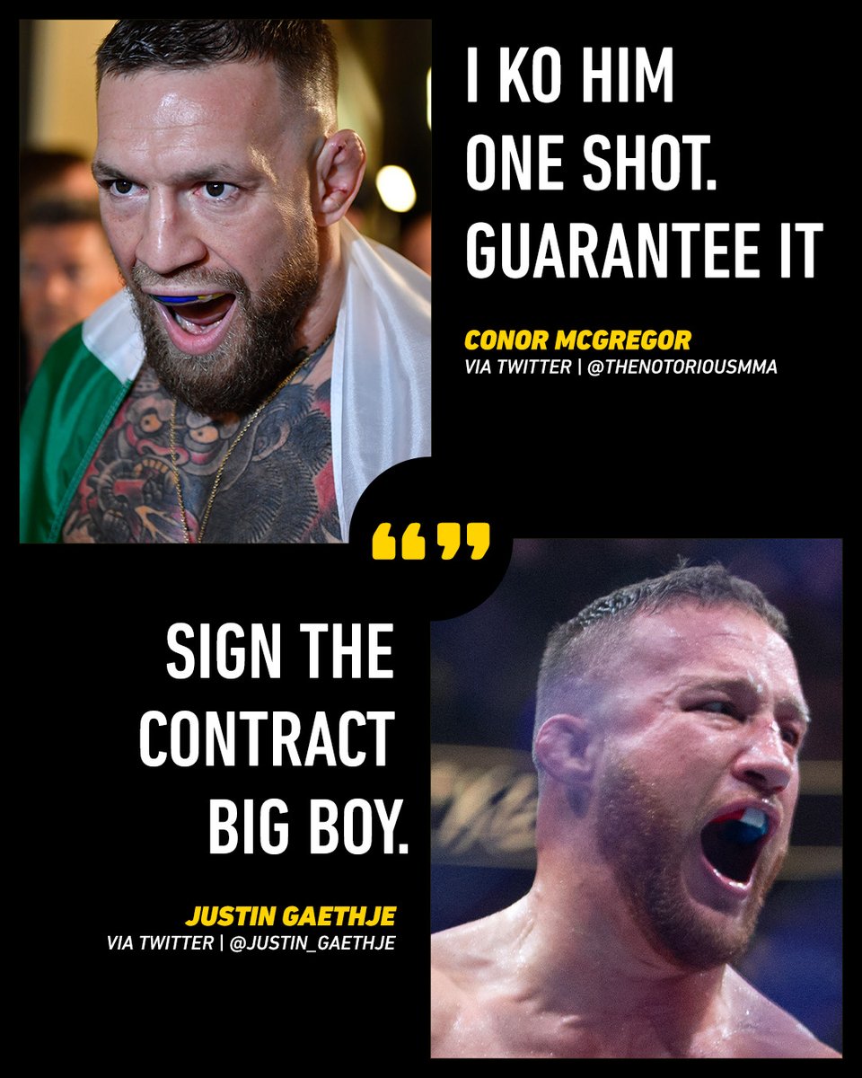 MMAFighting's tweet photo. Justin Gaethje vs. Conor McGregor, anyone…? 👀 https://t.co/qxgPk1lLOX
