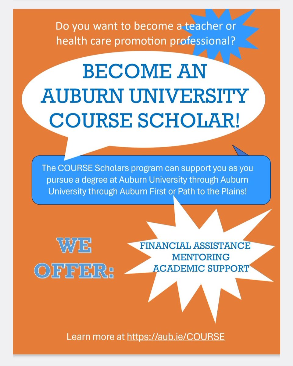 Thank you @AuburnU COURSE SCHOLARS Program for giving back to the community. Click below to learn more⬇️ education.auburn.edu/initiatives/co…