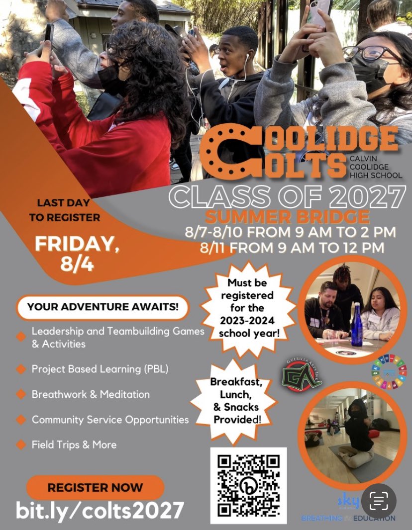 @dcpublicschools @dccoolidgeshs Calling ALL INCOMING 9th Grade Students. It’s not too late. Sign Up today for Summer Bridge today @dccoolidgeshs