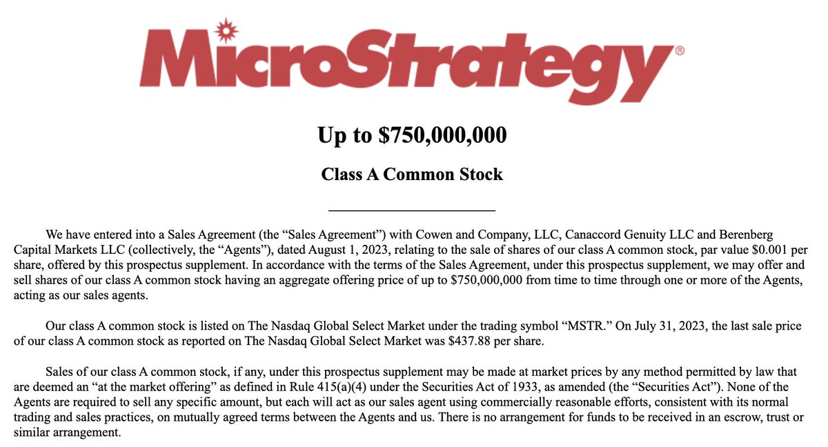 JUST IN - MicroStrategy to raise up to $750 million to buy more #Bitcoin and fund other corporate purposes.