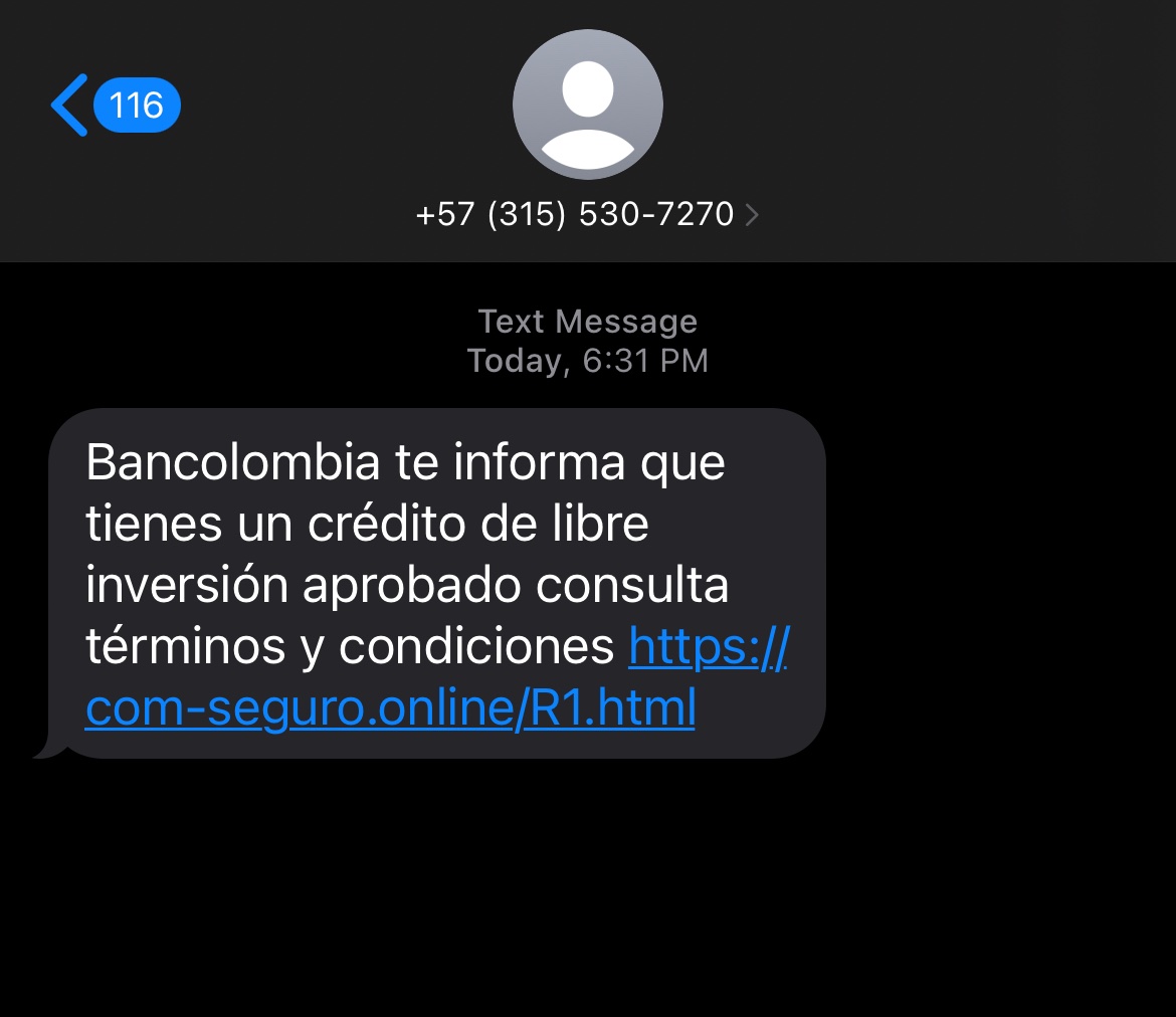 Ojo ! 
3155307270 , fraude , no abrir esos tipos de links. 
#bancolombia