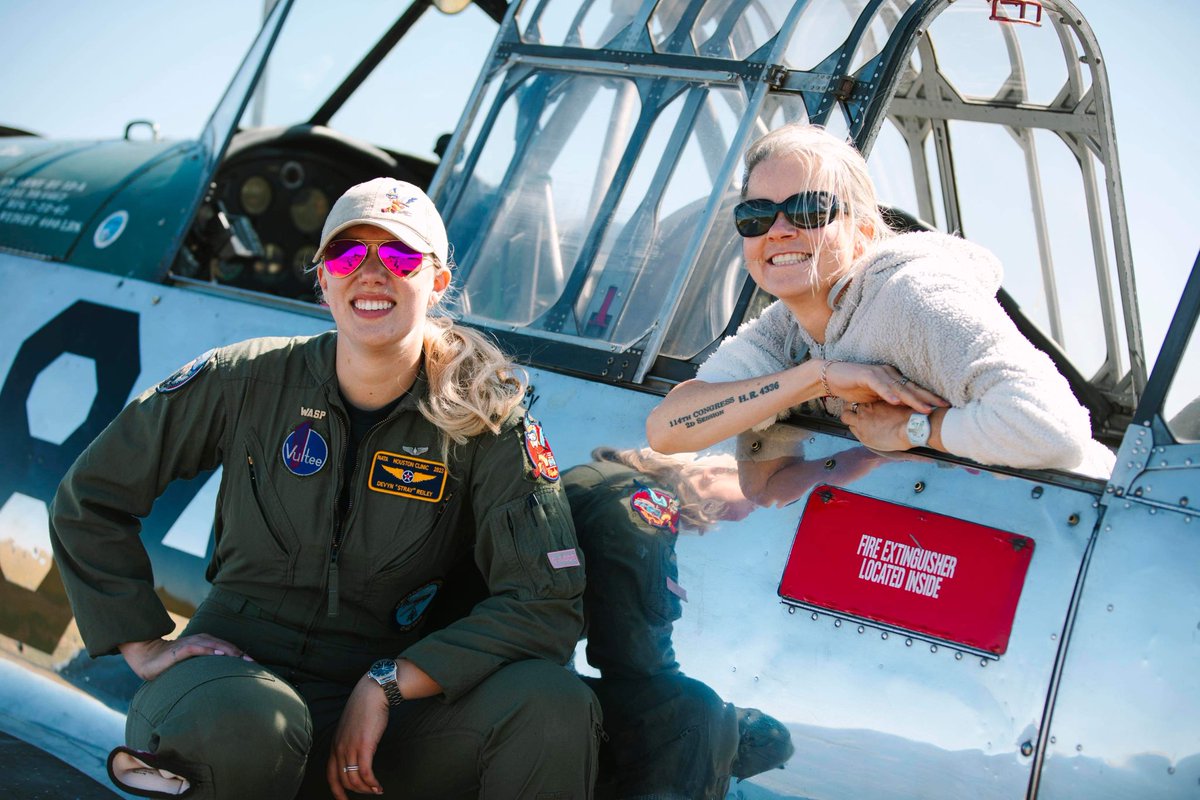 millerlawmd's tweet photo. Thank you Devyn for your devotion to teaching others about the Women Airforce Service Pilots WASP and for taking me flying in your BT-13. CAVU and fly high with the WASP ✈️ 💔 https://t.co/vqob3OuXOv