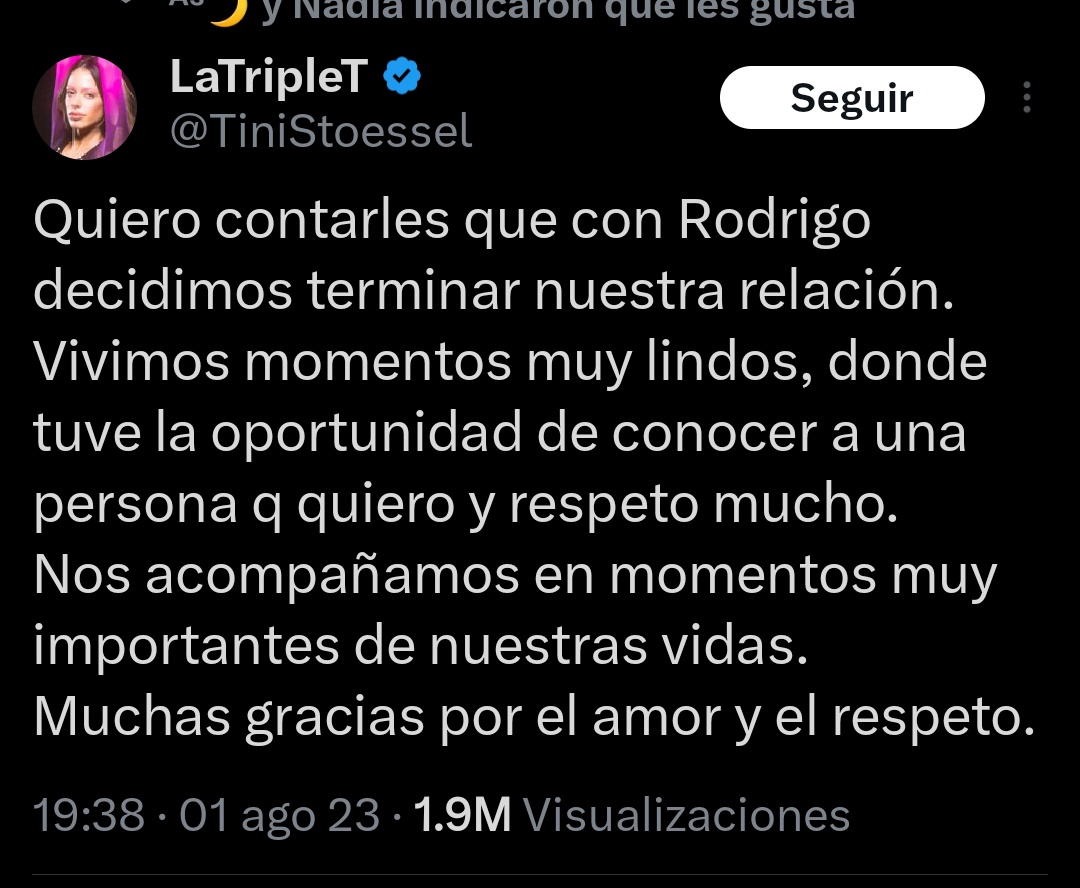 Bueno bueno aver quien de los dos puso copiar y pegar ? 🤔 
#tini #depaul #ruptura