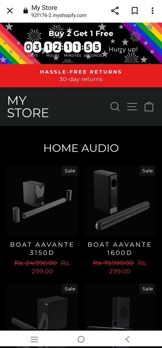 arunkumar1576's tweet photo. This is the 75th fake website I found. They will delete the site after few hours. They are doing fraud on a large scale. Kindly pay attention.
Boat and cybercell are sleeping. 
@RockWithboAt @Cybercellindia @cyberpolice_up
@Shopify
The url is
https://t.co/vV7TITvah1 https://t.co/h5EU7ZkHo8
