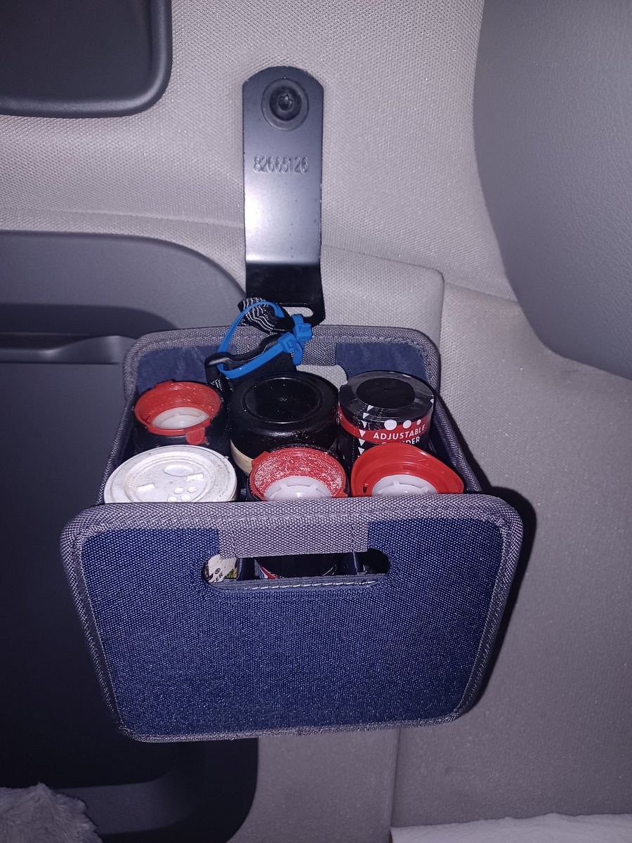 Holzster's tweet photo. My truck spice rack. Salt grinder, pepper grinder, Italian seasoning grinder, MSG(DON'T HATE), onion powder,  and spare pepper grinder...
I like it as it's very easy to get to now instead of digging for them in a drawer or container... https://t.co/d5a2DFHxnP