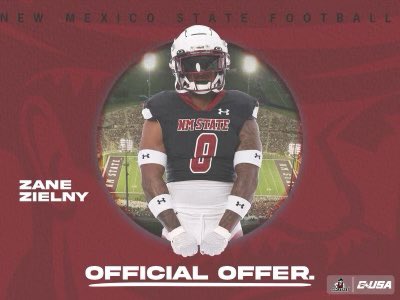 Thank you @CoachWrightNMSU for the official offer from @NMStateFootball ! @TimBeckFB @lowill99 @jd_mccoy @bryanleefreeman @westmoorejagsfb #AggieUp #TMRollsDeep