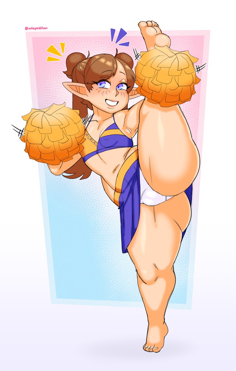 cuteposttan's tweet photo. "let's get excited...! i'm cheering for you...!!" 📣💜😆
#ffxiv #ffxivnsfw #lalafell #shortstack #ララフェル #チアガール #ノーパン #ふともも https://t.co/MShfQf6KjC