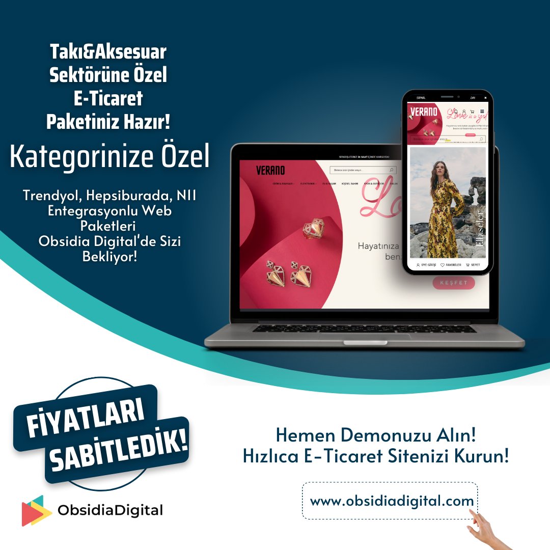 Obsidia Digital'ın Verano E-Ticaret
Paketi ile takı ve aksesuar dünyasına yepyeni bir soluk
getirin! Stil sahibi tasarım, hızlı entegrasyon ve
kullanıcı dostu arayüz ile satışlarınızı artırın! 

Hemen Bilgi Alın!

obsidiadigital.com