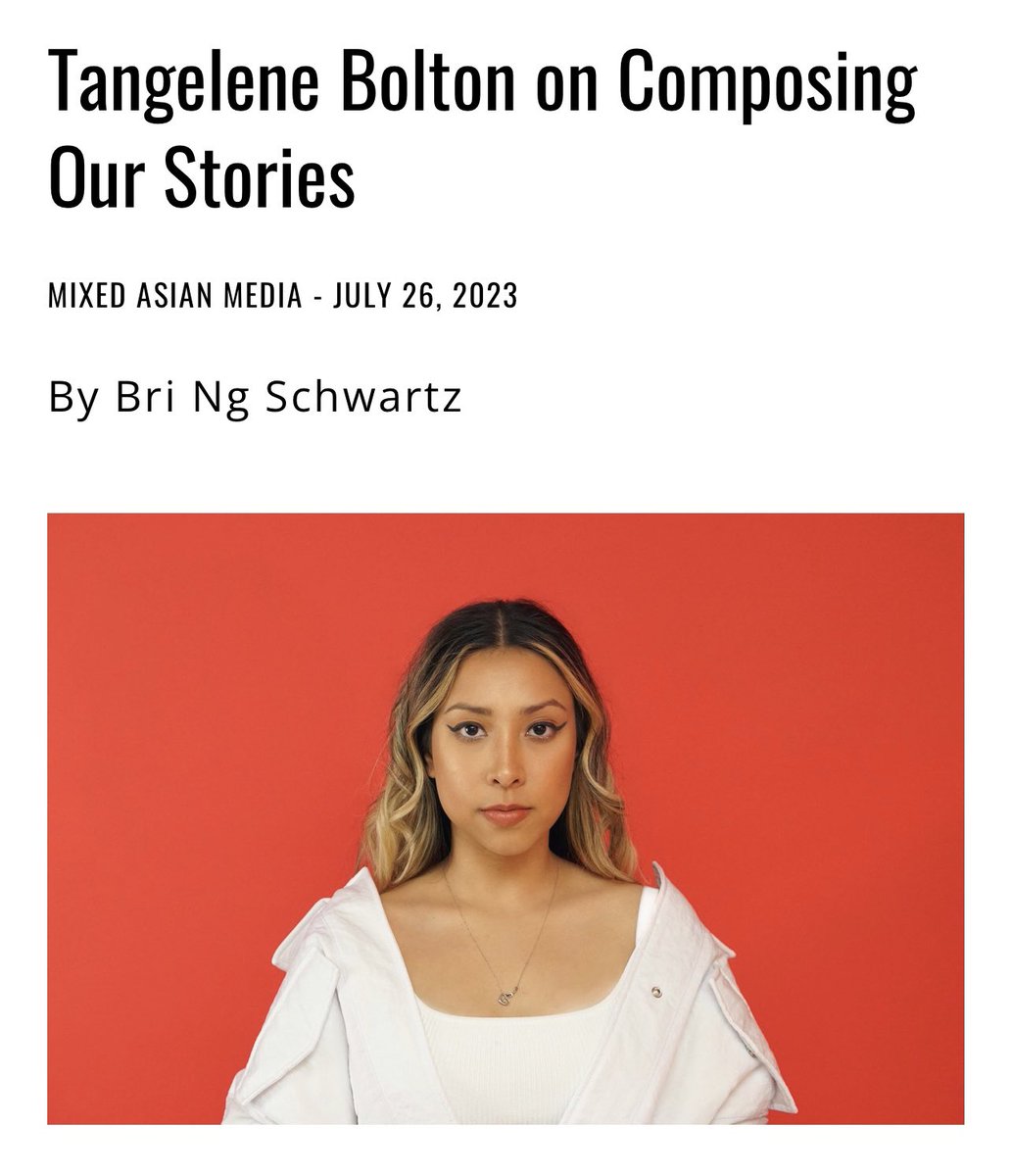 Tangelene Bolton 🇺🇸+🇵🇭 (@tangelenebolton) on Twitter photo Thank you <a href="/MixedAsianMedia/">Mixed Asian Media</a> and <a href="/breeze_tweeting/">Bri Ng Schwartz</a> for spotlighting our voices. It’s an honor to help tell our stories through music. 🥹🙏🏽🎶
Article Link:
mixedasianmedia.com/tangelene-bolt…
#WarriorNun #NorafromQueens #Unseen #composer #femalecomposer #filipinacomposer Thank you <a href="/MixedAsianMedia/">Mixed Asian Media</a> and <a href="/breeze_tweeting/">Bri Ng Schwartz</a> for spotlighting our voices. It’s an honor to help tell our stories through music. 🥹🙏🏽🎶
Article Link:
mixedasianmedia.com/tangelene-bolt…
#WarriorNun #NorafromQueens #Unseen #composer #femalecomposer #filipinacomposer
