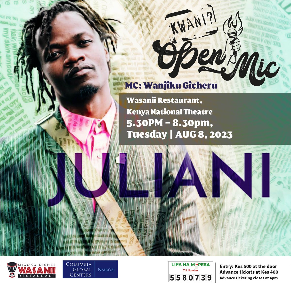 DandoraHHC's tweet photo. Mark your calendar

Gonna be 🔥🔥

@Kwani_OpenMic 
@JulianiKenya https://t.co/m4Elk9DzSj