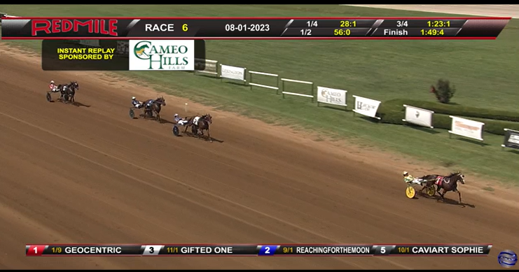 2YO filly GEOCENTRIC (Sweet Lou-Geometry) is now 3-for-3 following her 1:49.4 romp at the Red Mile this afternoon with Tim Tetrick up.