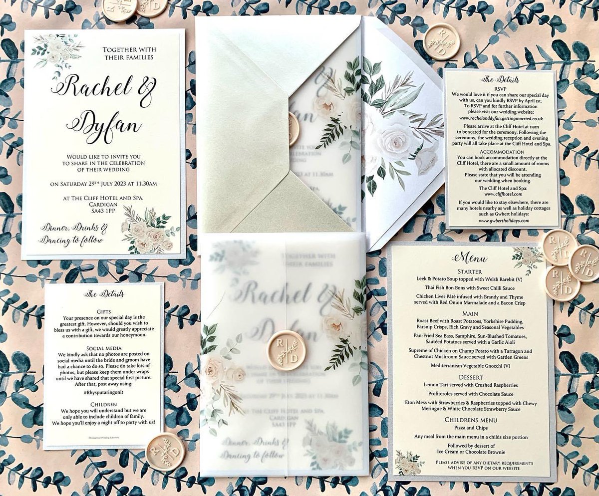 EmmaRWeddings's tweet photo. ❤️ I had the pleasure of creating a range of stationery for a lovely couple over the weekend! 
How stunning is the floral print on vellum over their invitations, followed through with the order of services and all the on the day stationery! 

https://t.co/XYx3ARxDUg

#Wedding 🥂 https://t.co/VcpZextRnF
