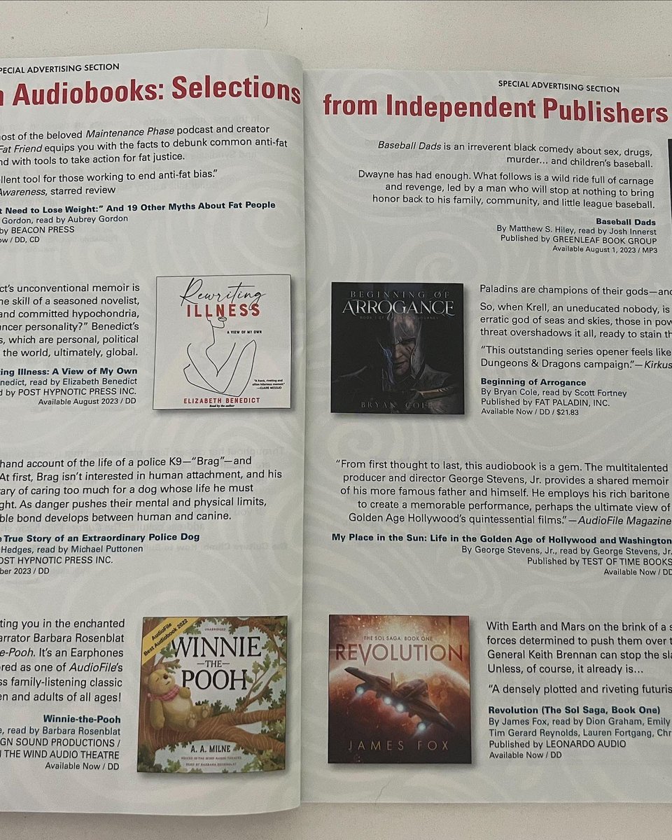 LeonardoAudio's tweet image. Did you catch us in the August/September publication of AudioFile Magazine? We are showcased as an Independent Publisher with our audiobook Revolution (The Sol Saga, Book One).

#audiobook #audiofile #independentpublisher #narrator