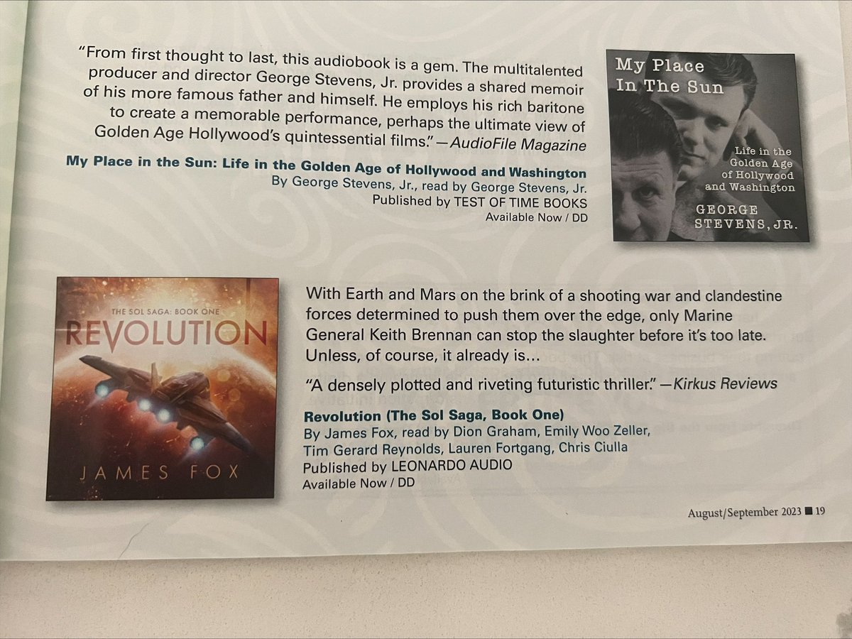 LeonardoAudio's tweet image. Did you catch us in the August/September publication of AudioFile Magazine? We are showcased as an Independent Publisher with our audiobook Revolution (The Sol Saga, Book One).

#audiobook #audiofile #independentpublisher #narrator