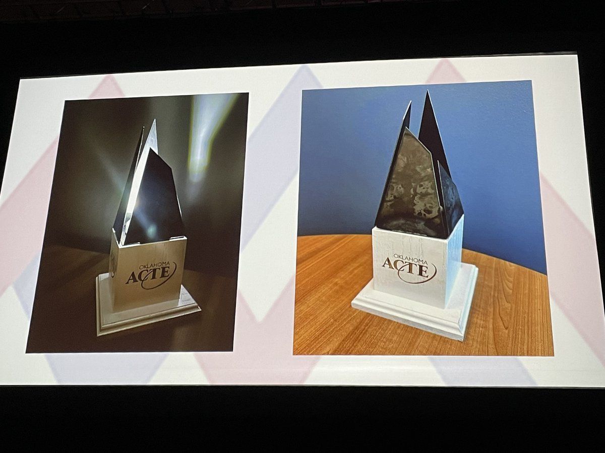 okcareertech's tweet photo. Thank you to @tulsatech for designing our trophies.#OKSummit23 #OKCareerTech https://t.co/8ZnXh92gUf