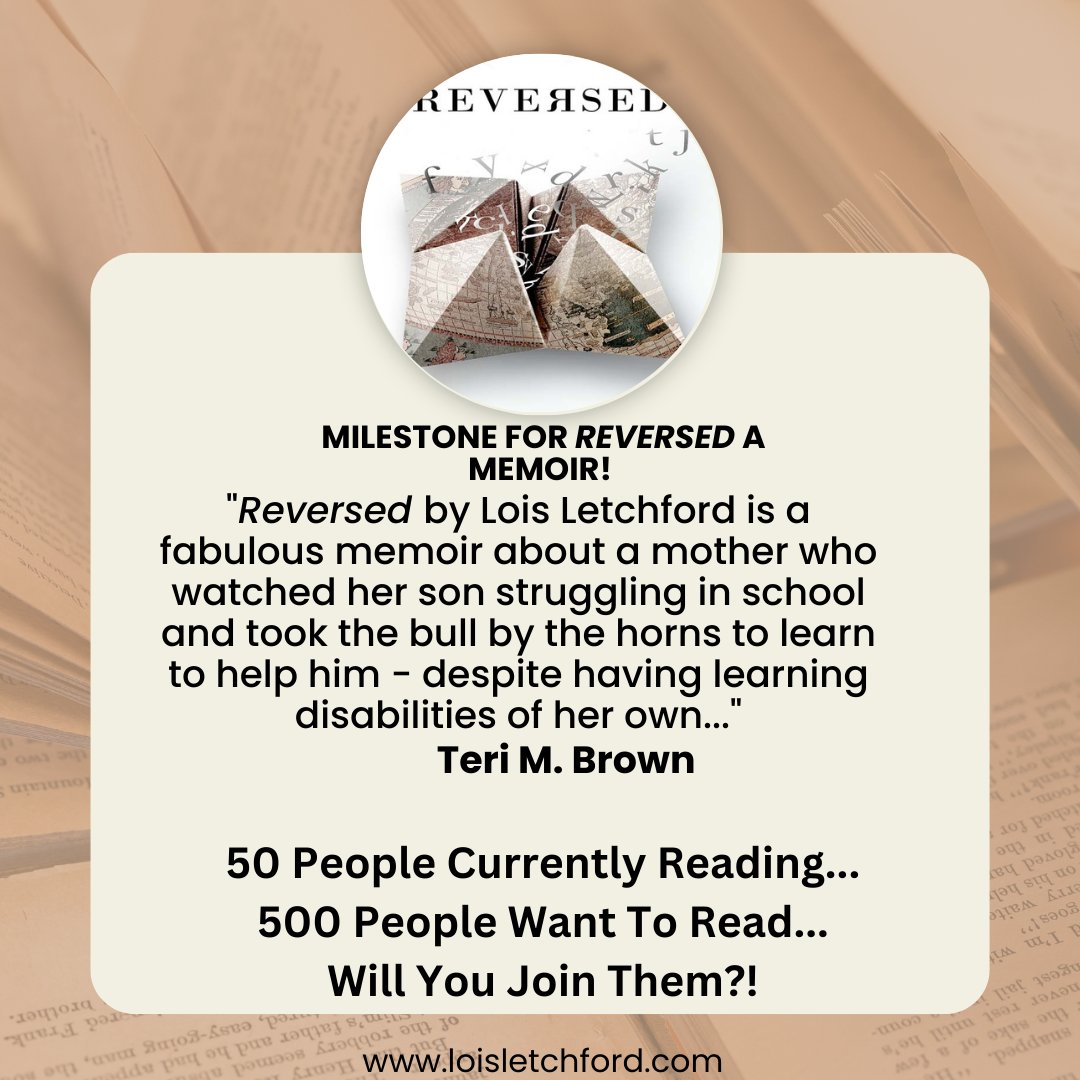 LetchfordLois's tweet photo. 📚✨ Exciting milestone alert! 🎉 50 amazing readers have embarked on an unforgettable adventure through my book's captivating world. Your support means the world to me! 🙏😇 Thank you! 💕 #AuthorMilestone #BookAdventure #Grateful #SupportAuthors #GoodReads #AmazonReviews 📖✨ https://t.co/phwg4S5hGO