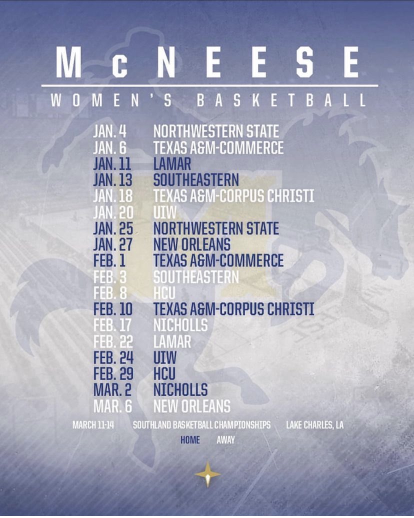 boston_berry's tweet photo. Mark your calendars!!! #geauxpokes #mcneesewomensbasketball 💙💛 https://t.co/ToQrkflJWR