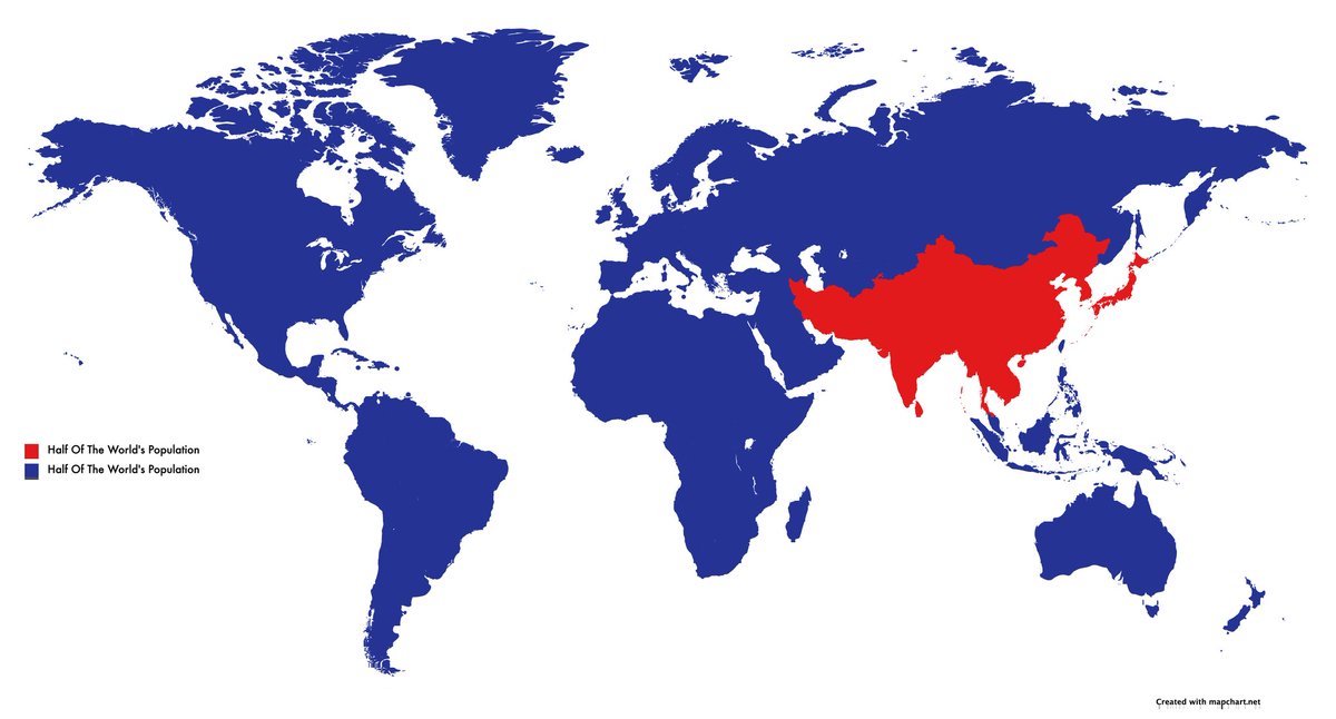 amazingmap's tweet image. Half of the World lives in the red