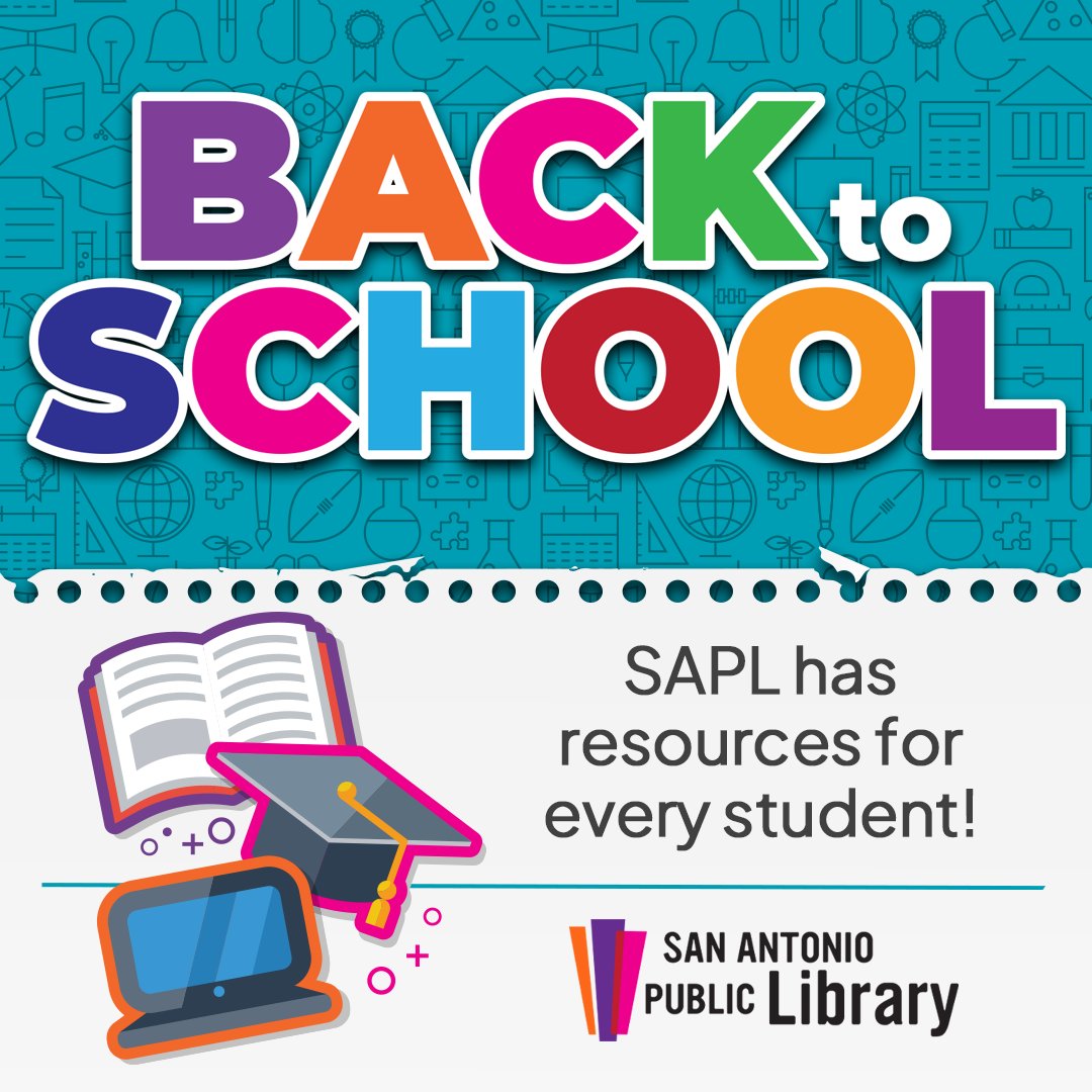 mysapl's tweet photo. As summer ends and the school year begins, we want to remind you that a library card is one of the most important school supplies. 📚⭐
From convenient online tutoring to essential printing services, SAPL is here to assist you and your children throughout the academic journey! 🎒 https://t.co/PwYiuJ9tv1