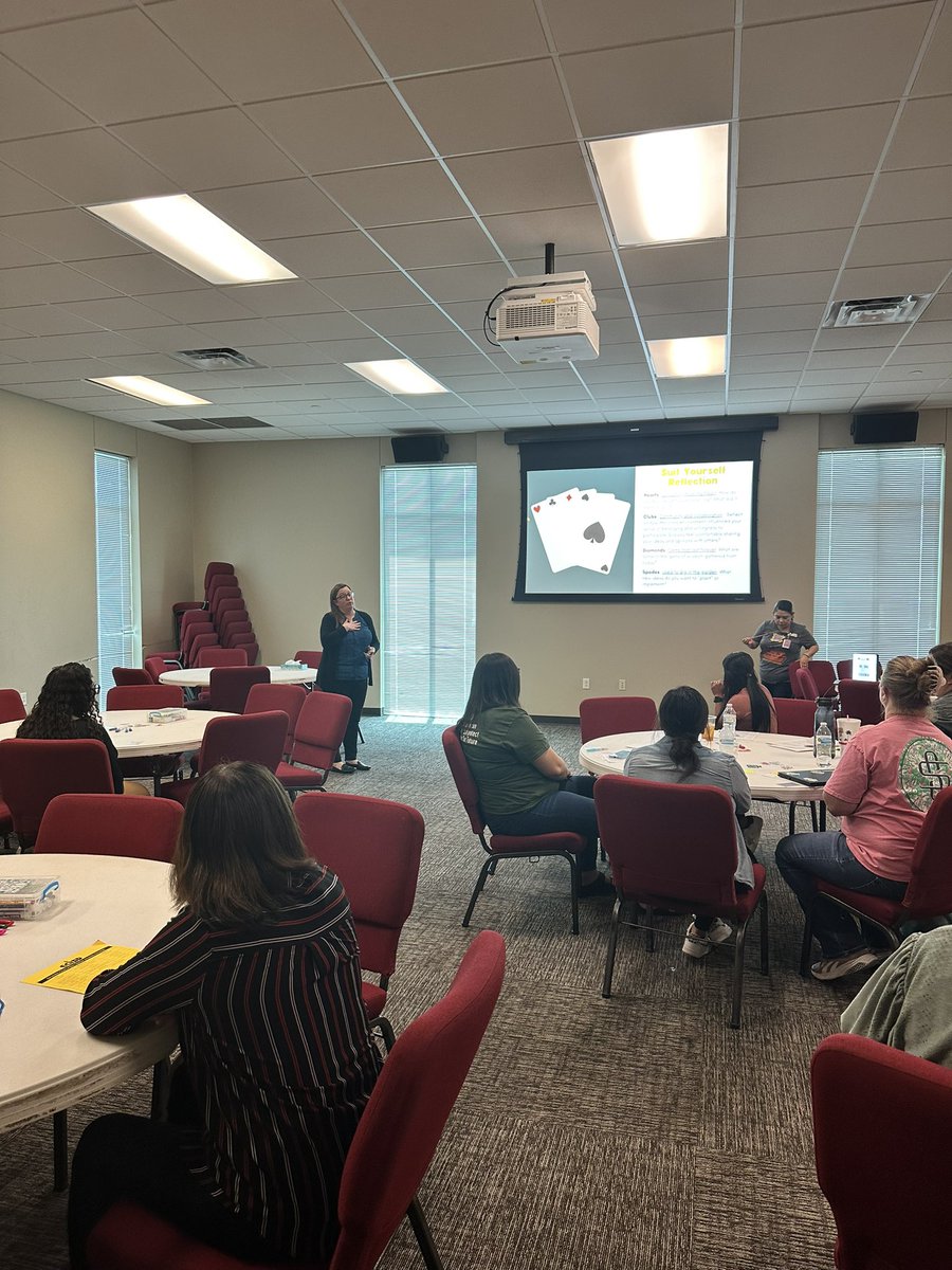 KristaZig's tweet photo. Social Emotional Learning  @ECISDSEL to end the day at New Teacher University. Teachers reflected on their day of learning with a strategy called “Suit Yourself Reflection”.  ♠️♥️♣️♦️@ECISDCounselors https://t.co/frn5nycQU1