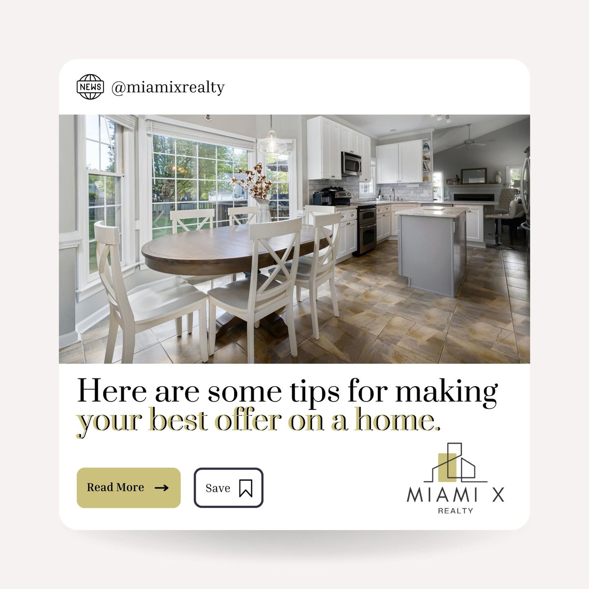 MiamiXCon's tweet photo. Tips for Making Your Best Offer on a Home
.
While the wild ride that was the ‘unicorn’ years of housing is behind us, today’s market is still competitive in many areas because the supply of homes for sale is still low.
.
#MiamiXRealty #Tampaflorida #RealEstateTampa https://t.co/rQd3ys7z0K