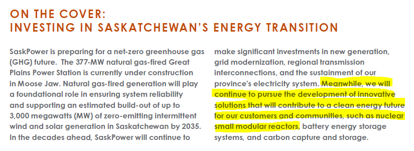brahmneufeld's tweet photo. .@SaskPower quietly released their 2022-23 annual report today. Here's a quick update of some charts I've built in previous years. 

First, #SkNuclear development gets Page 2 billing, along w/ a huge intermittent wind/solar buildout, BESS, and CCUS dev

#skpoli #skenergy #skpower https://t.co/3bE2pux6gQ