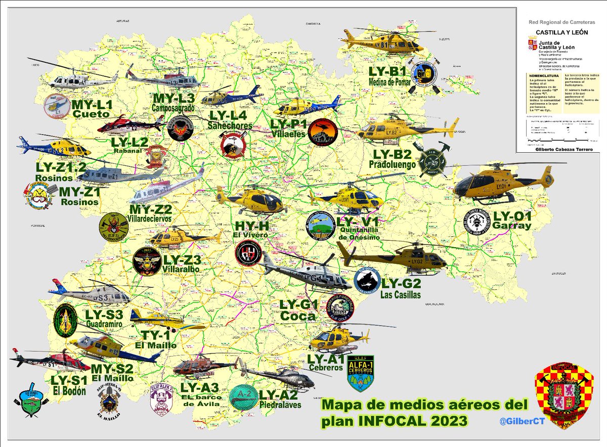 GilberCT's tweet photo. Aquí está el mapa de medios aéreos de @naturalezacyl, @INFOCYL de la campaña contra incendios forestales 2023
Espero que os guste y que no tenga ningún error https://t.co/M6ZU7Twssl