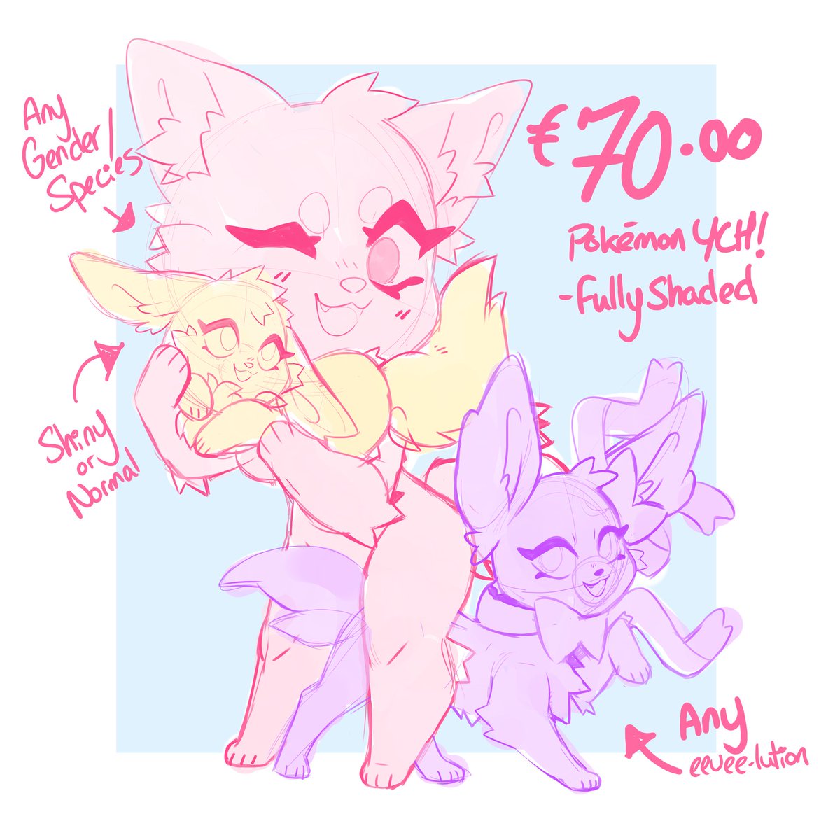 If anyone wants a little ych, look no further!! 🩷🎉 (reply to claim, RTs appreciated!)