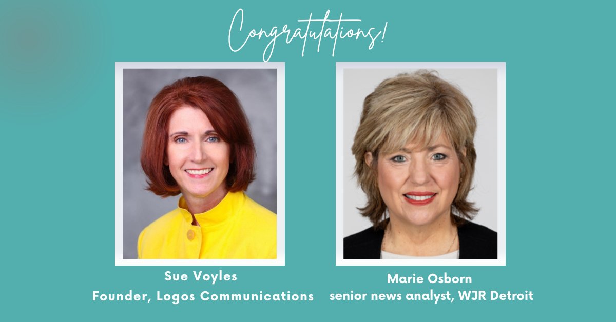 Congratulations to Sue Voyles & Marie Osborn on their Clarion award. Sue won in Photography & Graphics and PR. Marie won for Radio Documentary Series.
Link to all 2023 winners buff.ly/3Qmc4fF 
#AWCDetroit #ClarionAwards #SueVoyles #PRDiva #MarieOsborn #wjrradio