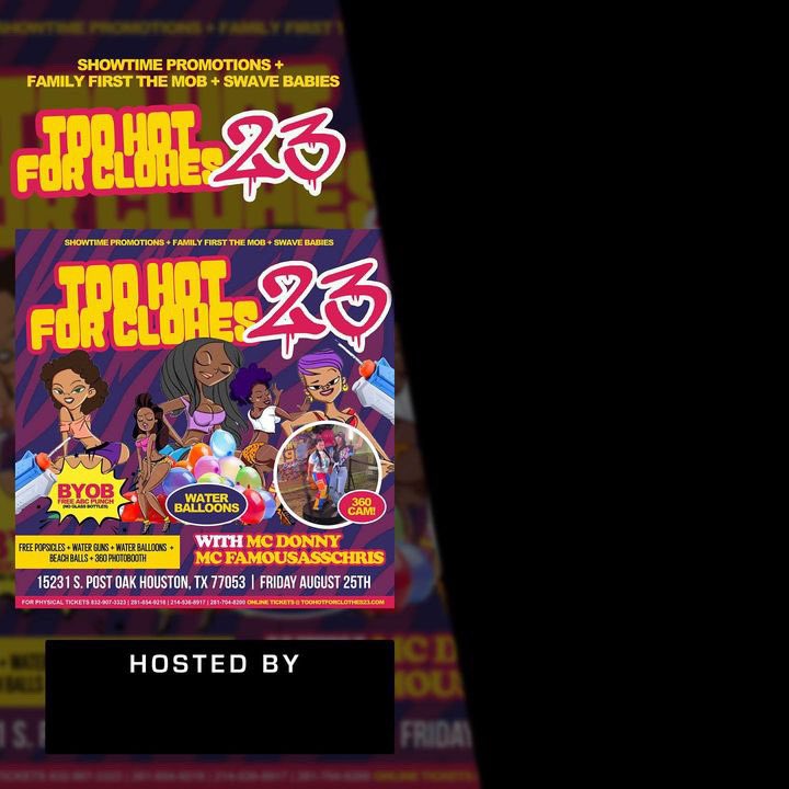 #TooHotForClothes23 Come Have Some Fun In The Sun! FRIDAY AUGUST 25TH ! For Hosting Or Tickets Text 214-538-8917 <a href="/awilson542/">Antonia Wilson|</a> Or DM @familyfirstthemobent or <a href="/1224rico/">1224 Rico</a> 
Tickets ⬇️

TOOHOTFORCLOTHES23 eventbrite.com/e/toohotforclo…

#TXSU27 #TXSU26 #TXSU25 #TXSU24 #TXSU23 #TXSU #UH27 #UH26