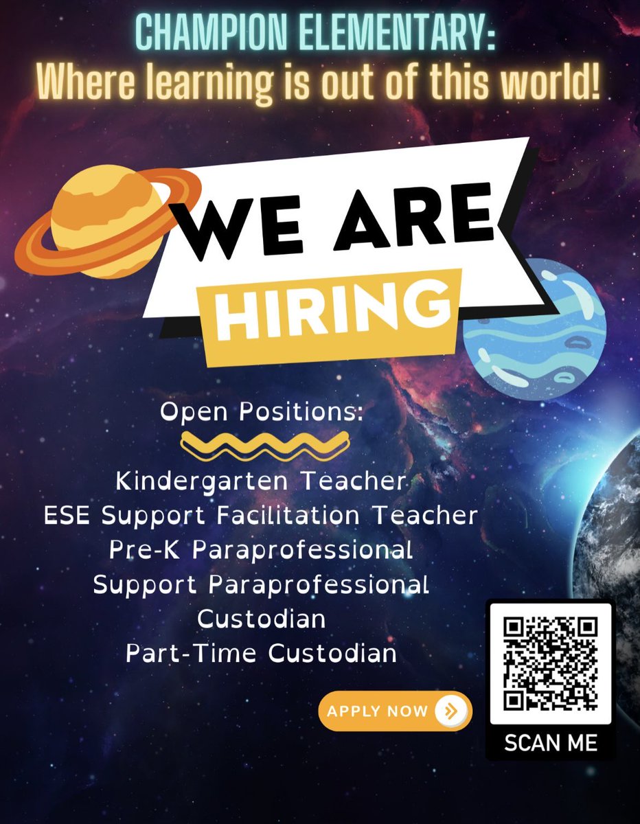 Champion Elementary is hiring!