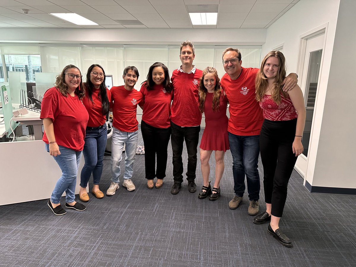 steffdaz's tweet photo. The @AP Los Angeles bureau came to PLAY. @karenaphan @kavish___ @MyaVinnett @WeberCM @krystafauria @chrispizzello @BirabenAmancai and I are all fighting for a #fairAPcontract on #TshirtTuesday because #WeAreAP. https://t.co/JsshuuZSSL